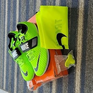 Nike Men's High Jump Elite Track Shoes - Electric Green/Black - Laces and velcro
